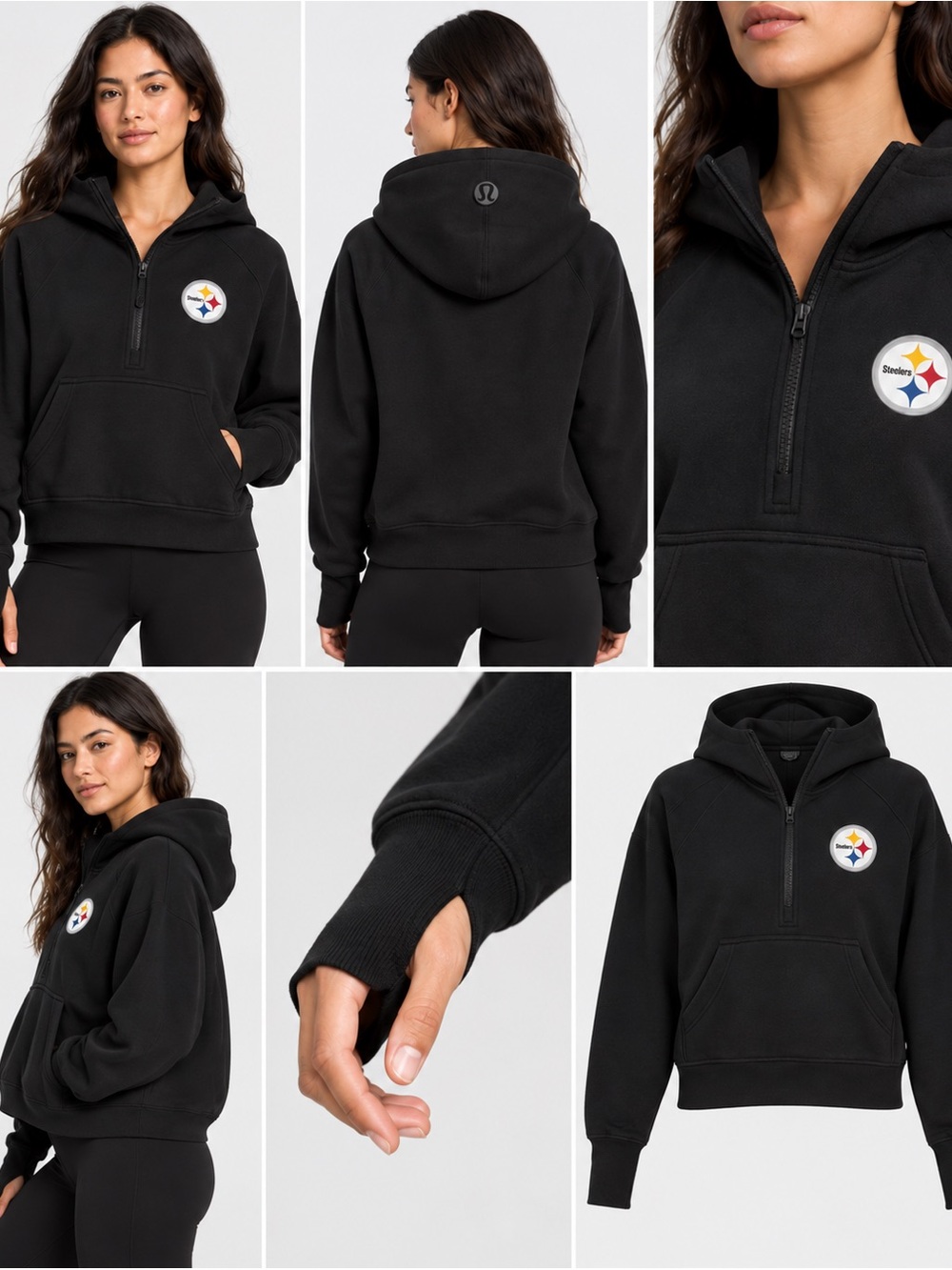 Lululemon x Pittsburgh Steelers Scuba Oversized Half-Zip Hoodie Black M/L NWT 🖤💛
